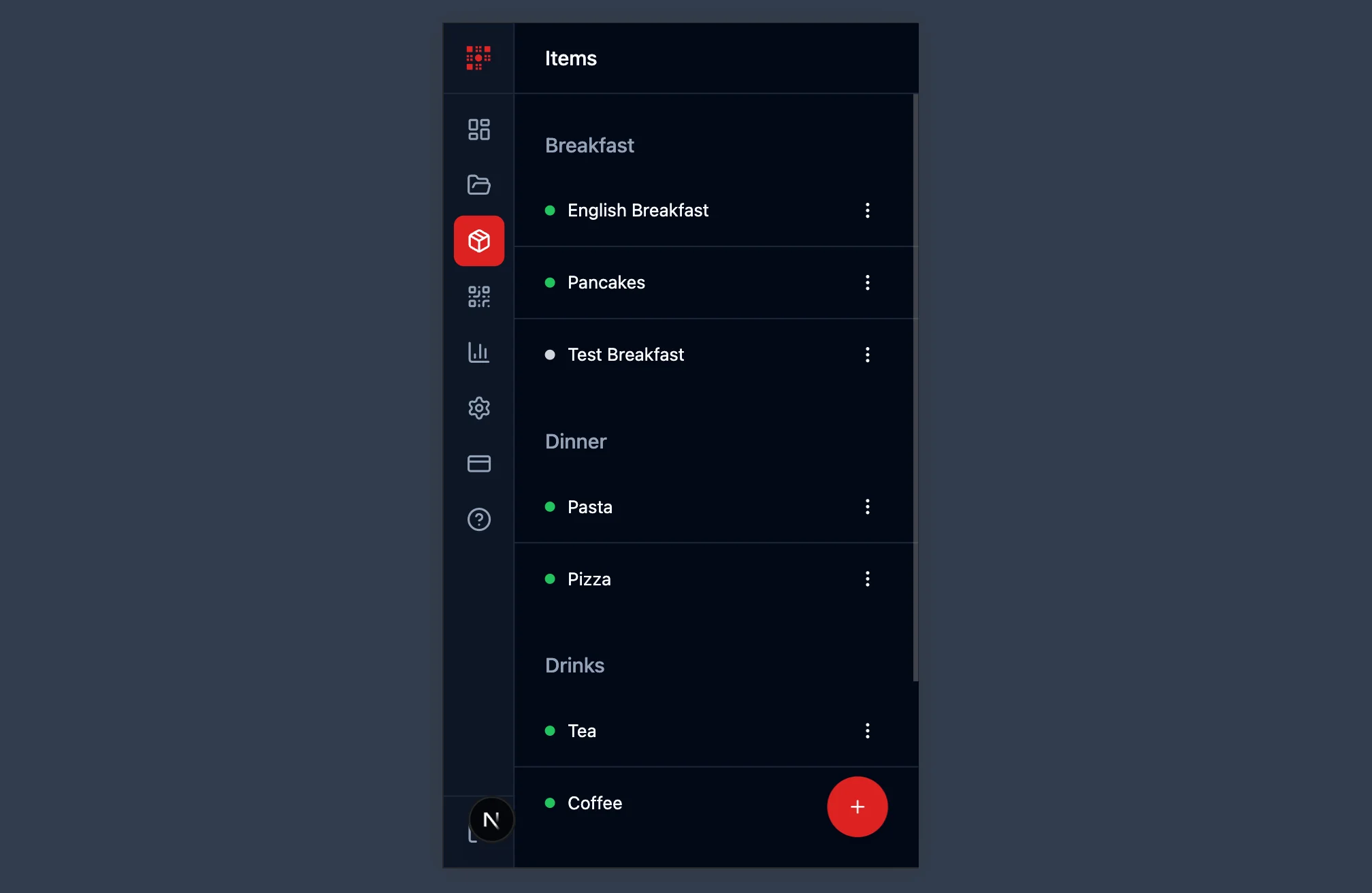 How to add items to restaurant website with QR menu - item list view