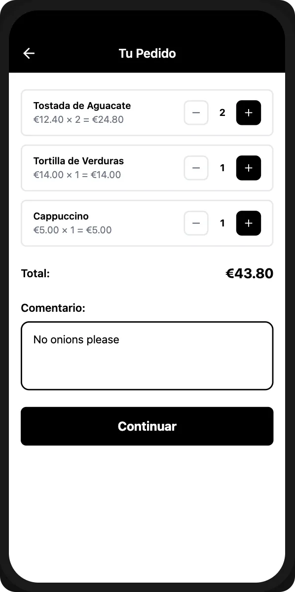 Customer placing order from QR menu