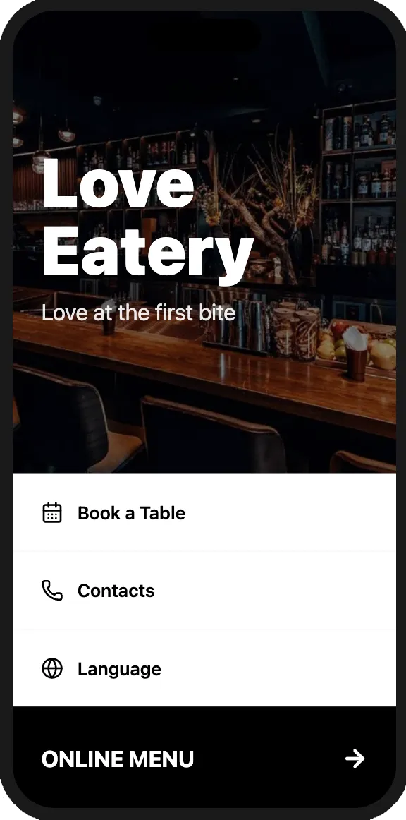 Menu with photo background