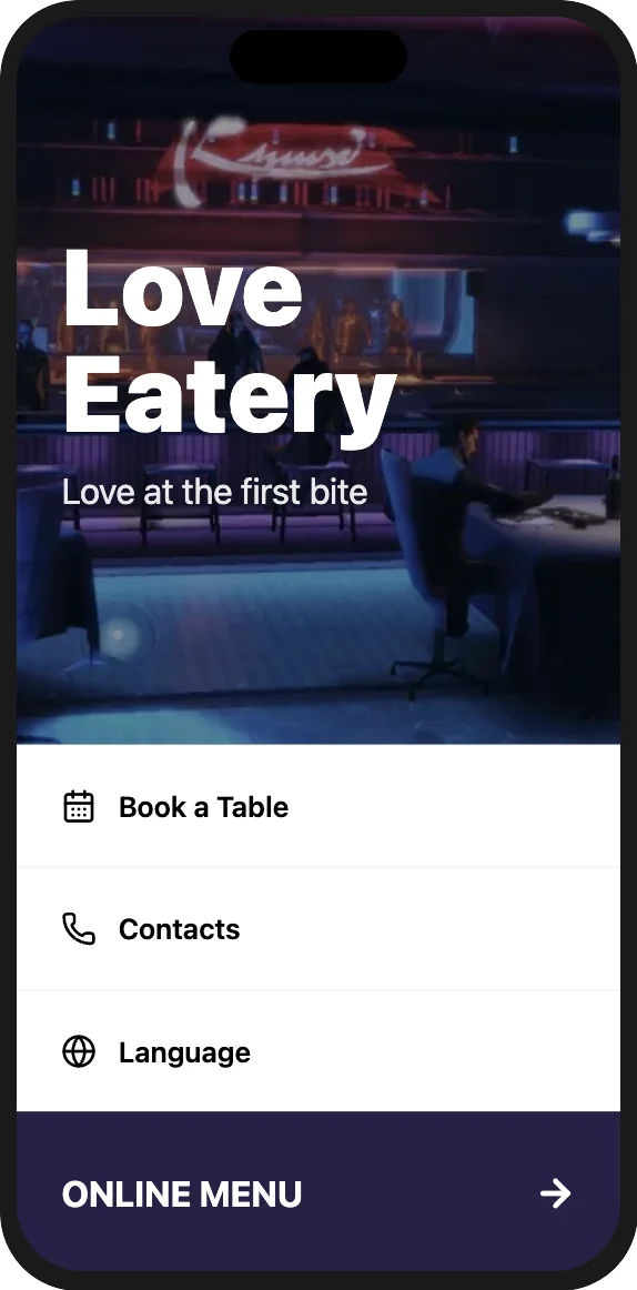 Blue themed QR menu design