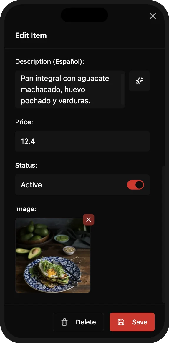 Auto menu translation
